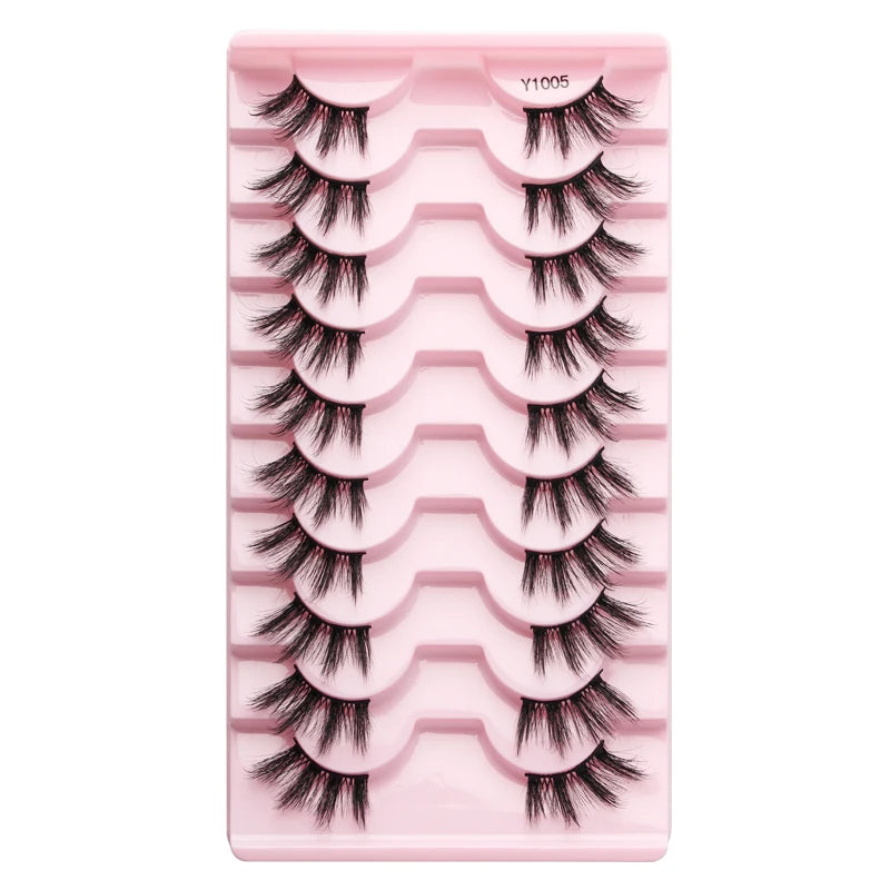 SHIDISHANGPIN 5/10Pairs False Lashes Cat Eye Eyelashes Eyelash Extension 3D Mink Half Lashes Natural Makeup faux Cils maquiagem - Blinksy